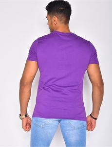 Chemise décontractée à manches courtes pour homme, imprimé palmiers violets, impression numérique, tricot respirant, style été - Product Image 6