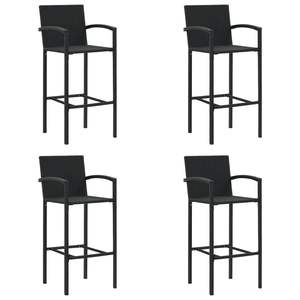Ensemble de bar de jardin en rotin PE noir avec acier thermolaqué et verre trempé, mobilier d'extérieur haut de gamme - Product Image 4