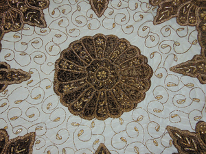 Woven Net Velvet <b>Table</b> <b>Cover</b> with Intricate Embroidery & Soft Velvet Border Luxury Designer Eco-Friendly Customizable Tablecloth - Product Image 5