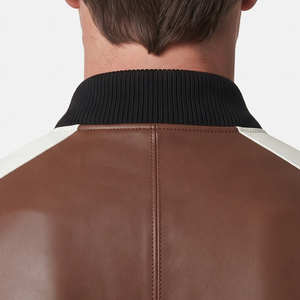 <b>Men</b> <b>Leather</b> Bomber <b>Jacket</b> with Zipper <b>Men's</b> <b>Leather</b> <b>Jacket</b> Custom Made <b>Men</b> Side Pockets <b>Leather</b> Bomber <b>Jackets</b> - Product Image 4