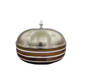 Modern Industrial Stainless Steel Round Chafing Dish <b>Buffet</b> Food <b>Warmer</b> with Vertical Wire Frame Stand and Matte Black Lid - Product Image 6