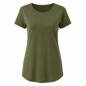 Camisetas de Cuello Redondo para Mujer, Ligeras, 100% Algodón, Transpirables, con Apliques, de Venta Caliente, Corte Regular, Hombros Caídos, Casuales, de Verano - Product Image 3