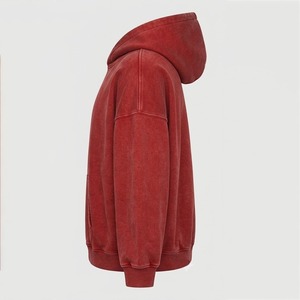 เสื้อฮู้ดซิปผู้ชายสีแดงทรงโอเวอร์ไซส์ ทรงปกติ ผ้าโพลีเอสเตอร์/คอตตอนผสม ดีไซน์กระเป๋าแบบลำลอง เหมาะสำหรับใส่ในฤดูหนาว ระบายอากาศได้ดี - Product Image 5