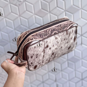 Nouveau concepteur en cuir repoussé à la main organisateur de toilette Kit de rasage homme femmes voyage sacs à cosmétiques sacs de maquillage en cuir de vachette - Product Image 1