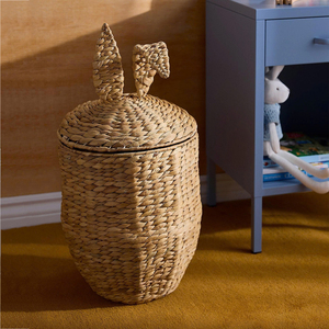 Panier pour bébé en rotin vintage avec couvercle, panier de rangement tissé à la main, panier décoratif pour jouets, chambre d'enfant, Montessori - Product Image 1