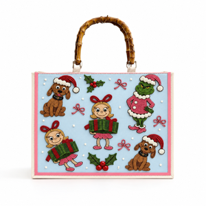 Handmade Custom Seed Beaded Christmas Tote <b>Bags</b> for Women Holiday Celebrations <b>Festive</b> Carnival Events and Customized Seasonal - Product Image 5