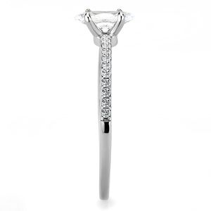 Anello alla Moda DA031 in Acciaio Inossidabile Lucidato a Specchio con Zirconia Cubica Trasparente Senza Placcatura - Product Image 4