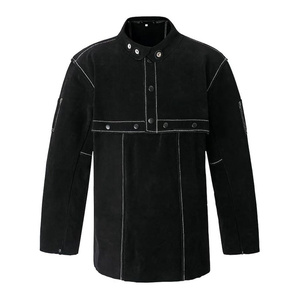 Veste de sécurité réfléchissante en cuir de vachette fendu, résistante aux flammes, pour la lutte contre les incendies, avec tablier à dos ouvert et manches cape pour le soudage - Product Image 1