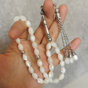 Bracelet musulman en coquille blanche naturelle, vente en gros d'usine, 33 perles de prière islamiques, Tasbih, chapelet, Tesbih, Tasbeeh islamique, Sibha - Product Image 4