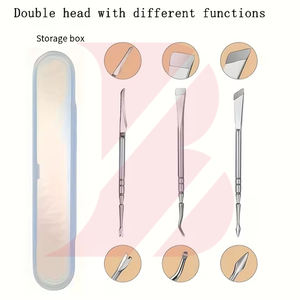 Juego de manicura de acero inoxidable de 3 piezas, con un cortaúñas de doble punta, un empujador de cutículas y una caja de almacenamiento - Product Image 2