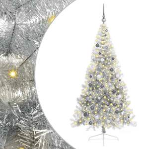 Albero di Natale Artificiale Pre-Illuminato in PET da 210 cm, Alberi di Natale Argentati - Product Image 2