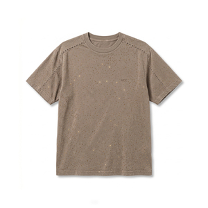 Trendy Gold <b>Rhinestones</b> Oversized <b>Top</b> Breathable Cotton Knit Tee Customized Branding All Seasons Streetwear 2026 women's shirt - Product Image 3