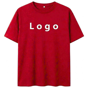 Camisetas de manga corta rojas al por mayor de alta calidad con logotipo personalizado, 100% algodón, ecológicas y antiencogimiento para hombre - Product Image 1