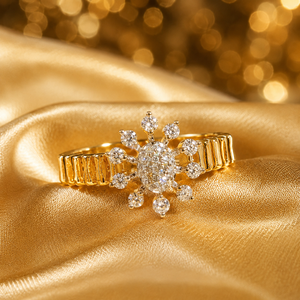 Anillo de Corona Floral de Oro de 14K de Lujo con Brillantes Piedras de Circonia Cúbica, Joyería Elegante para Bodas y Fiestas para Mujer - Product Image 2