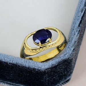 Iolite Engagement <b>Ring</b> Solid 925 Sterling <b>Silver</b> Oval Gemstone Vintage <b>Ring</b> For Women Gold Plated Geometric <b>Band</b> Everyday Wear - Product Image 1