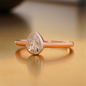 Anillo de Oro Sólido de 14K con Diamante Cultivado en Laboratorio de 0.56 CT, Corte Pera, Claridad VVS1, Solitario para Compromiso, Joyería Fina - Product Image 2
