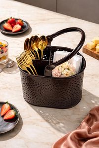 Support de rangement pour couverts en métal avec poignée, organisateur d'ustensiles de cuisine moderne, finition peinture cuite durable, simple - Product Image 5
