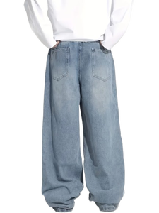 AAFII IMPEX Jean ample à jambe large bleu clair pour homme, décontracté, en denim délavé, 100 % coton, écologique, respirant, léger, classique - Product Image 4