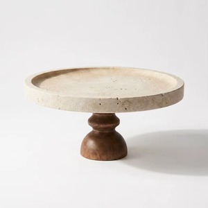 High On Demand Acacia Wood and Marble <b>Tray</b> for Serving Fruits Snacks and Home Table Decoration Available At Best Price - Product Image 1