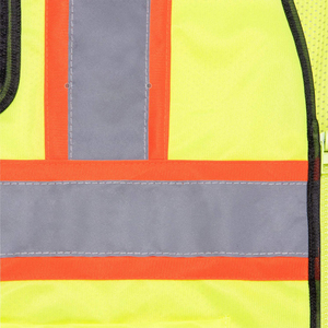 Chaleco de Seguridad Reflectante de Alta Visibilidad Unisex, Ropa de Trabajo de Poliéster con Bolsillos y Franjas Naranjas - Product Image 5