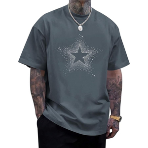 Camiseta de hombre con estrellas de diamantes de imitación, estilo Y2K, oversize, gráfico, streetwear, estética grunge, camiseta casual de manga corta - Product Image 1