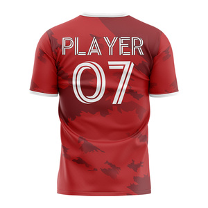 เสื้อฟุตบอลผู้ชาย Wear 4 Games สีดำแดงลายทาง คอวี แขนสั้น ระบายเหงื่อได้ดี ทรงแอธเลติก พิมพ์ลายแบบ Sublimated - Product Image 6