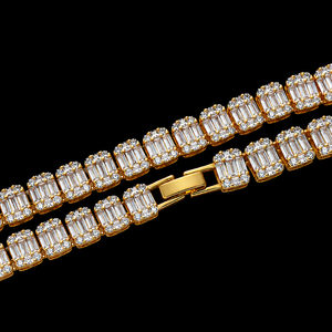 Trendy Baguette and Round Cut Moissanite <b>Statement</b> <b>Necklace</b> 925 Silver Silver Plated Channel Setting Unisex Luxury Party Jewelry - Product Image 4