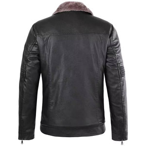 เสื้อแจ็คเก็ตหนัง PU ทรงสลิมฟิตสำหรับผู้ชาย ยี่ห้อ Econex Sports ป้องกันลม สไตล์ลำลอง แต่งหมุด ปกคอพับ ปิดด้วยซิป สีพื้น ทรงปกติ - Product Image 3