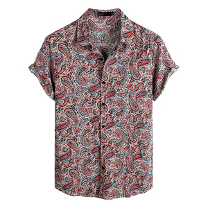 เสื้อเชิ้ตฮาวายลายเพสลีย์แขนสั้นสำหรับผู้ชาย ปกคอปก ระบายอากาศได้ดี ผลิตจากโพลีเอสเตอร์ 100% เหมาะสำหรับใส่ในฤดูร้อน - Product Image 1