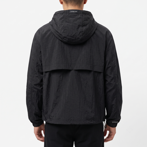 Men's Custom Coated Windbreaker <b>Jacket</b> 100% Nylon Waterproof Two-Way Zipper Front Blank Hood Outdoor Sialkot Factory - Product Image 2