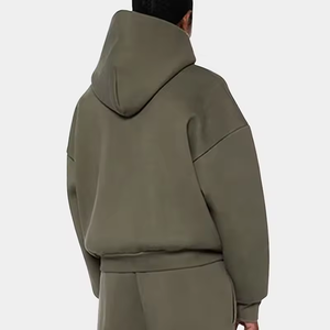 Sweat-shirt à capuche zippé vert olive pour homme, coupe ample, 100% coton molletonné, vêtement décontracté pour l'automne et prix raisonnables - Product Image 2
