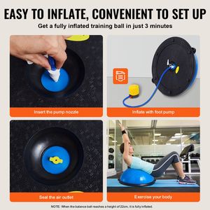 Palla da Yoga/Allenamento da 23 Pollici in ABS e PVC con Capacità di 660 libbre, con Bande di Resistenza, Mezza Palla per Esercizi - Product Image 2
