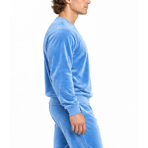 Conjunto de chándal de terciopelo para hombre: Sudadera de cuello redondo con detalle brillante en el pecho y pantalones jogger con dobladillo acanalado, conjunto de dos piezas para uso diario y de ocio. - Product Image 6