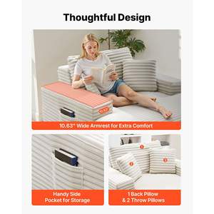 Modern Beige 54 Boneless Indoor Oversized Chaise <b>Lounge</b> <b>Chair</b> Deep Seat Reading Sleeper Sofa Couch <b>for</b> <b>Living</b> <b>Room</b> Bedroom - Product Image 5