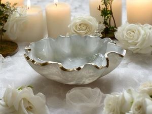 ถาดเสิร์ฟอเนกประสงค์ลายจีโอดเรซิ่นอีพ็อกซี่สีขาวขนาดกลาง งานฝีมือเหนือกาลเวลา วาดลายด้วยมือ ล้างทำความสะอาดได้ เหมาะสำหรับตกแต่งโต๊ะ - Product Image 5