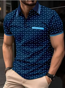 La nueva camiseta POLO de manga corta para hombre para el verano de 2025 es informal, moderna, suave y transpirable con estampado 3D. - Product Image 2