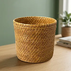 Cesta para plantas de mimbre tejida a mano, cubierta para maceta de mimbre natural, cesta redonda decorativa para decoración del hogar, jardín interior y exterior - Product Image 4