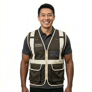 Gilet de sécurité pour homme en polyester respirant, imperméable, à séchage rapide, réfléchissant et haute visibilité, avec poches multifonctionnelles, vêtements de travail - Product Image 1