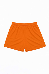 Men's Orange Solid Knitted Shorts <b>Elastic</b> Waist Mid Length Casual Style - Product Image 3