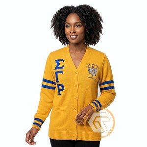 Cardigan d'hiver décontracté personnalisé en acrylique brodé avec appliques Sigma Gamma Rho, haute qualité, respirant, pour femmes de la sororité grecque Phi - Product Image 1