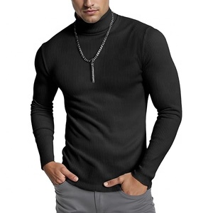 <b>Men's</b> <b>Turtleneck</b> Long Sleeve Knitted Sweater Solid Color Slim Fit Casual Top 180g Blank Design - Product Image 3
