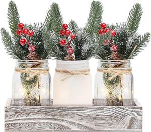 Nouveauté : Centre de table décoratif de Noël pour salle à manger, thème rustique et élégant pour une présentation festive - Product Image 1