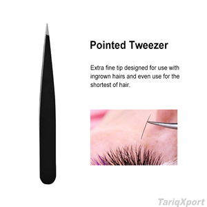 Wholesale High Quality Eco-Friendly Anti-Static Black Stainless Steel Eyelash Eyebrow Tweezers Set Slanted Pointed <b>Makeup</b> <b>Tools</b> - Product Image 5