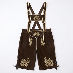 Shorts en cuir véritable bavarois vintage pour homme, shorts décontractés, costume traditionnel allemand pour l'Oktoberfest - Product Image 4