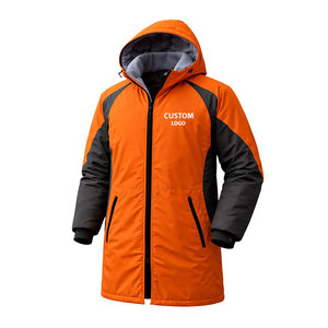 Chaqueta de Natación Personalizada OEM, Impermeable, Color Negro y Naranja, con Capucha, Forro Polar, Chaqueta Larga para Equipo de Natación de Invierno - Product Image 1