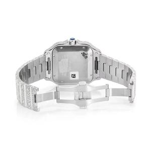 Montre unisexe de luxe personnalisée en acier inoxydable, mouvement à quartz, cadran en verre, diamants Moissanite entièrement sertis, style Hip Hop - Product Image 5