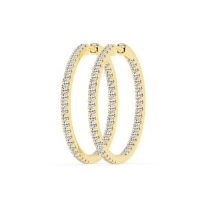 Pendientes de Aro Delicados de Oro Blanco de 24mm con Diamantes de Laboratorio de Corte Redondo de 1.8mm con Engaste Pavé para Mujer, Joyería de Lujo al por Mayor 2026 - Product Image 4