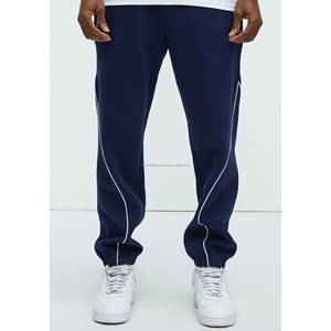 กางเกงสเวตเตอร์ขาบานสำหรับผู้ชายกางเกงแนวสตรีทกว้างปักลายวินเทจผ้าเรียบด้านหน้าซักกลางเป็นมิตรต่อสิ่งแวดล้อม - Product Image 2