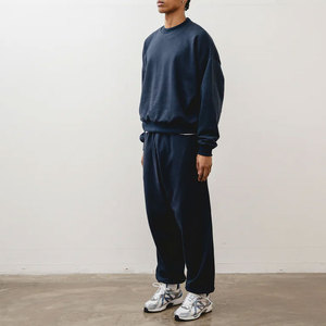 Men's Navy Blue Elastic Waist <b>Harem</b> Pants With Side Pockets Casual Autumn Knitted Joggers - Product Image 4