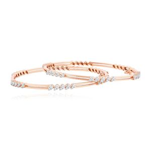 Rose Gold Pear Diamond Double Bar Station Bangle Diamond <b>Name</b>: - Product Image 3